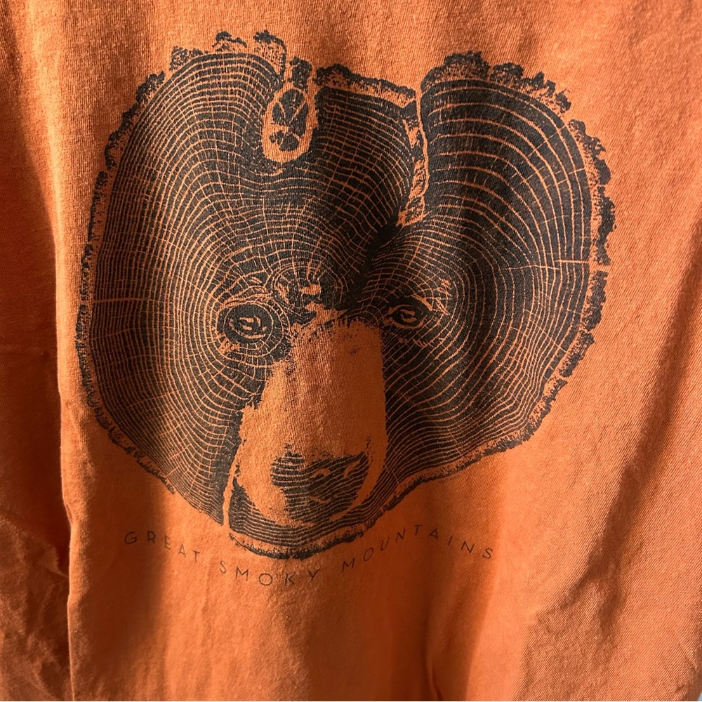 🌿 Orange Great Smoky Mountain Graphic Bear T-Shirt - Picture 2 of 5